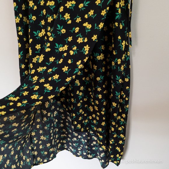 M&S Collection Floral Print Midi Skirt *NWT* – Black and Yellow – Size 8 - Picture 9 of 15